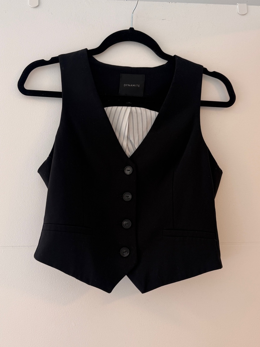 Dynamite Black Tailored Button Front Vest Size XS